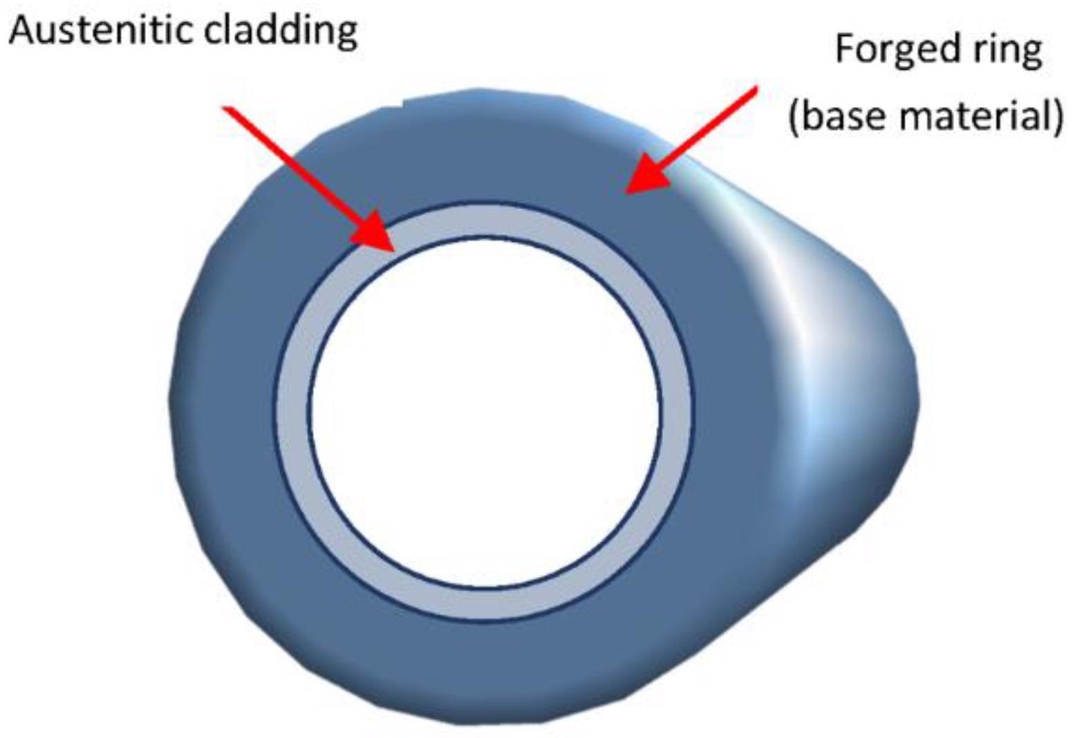 Cutting of the cladded block from a forged ring.