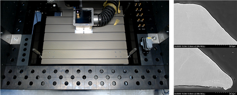 Image showing how laser machining works, and the quality of the cut section.