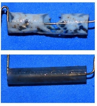 After 16 weeks in seawater, bioplastic straws made of foam (top image) broke down at least twice as fast as the solid versions (bottom image). Image Credit: ACS Sustainable Chemistry & Engineering