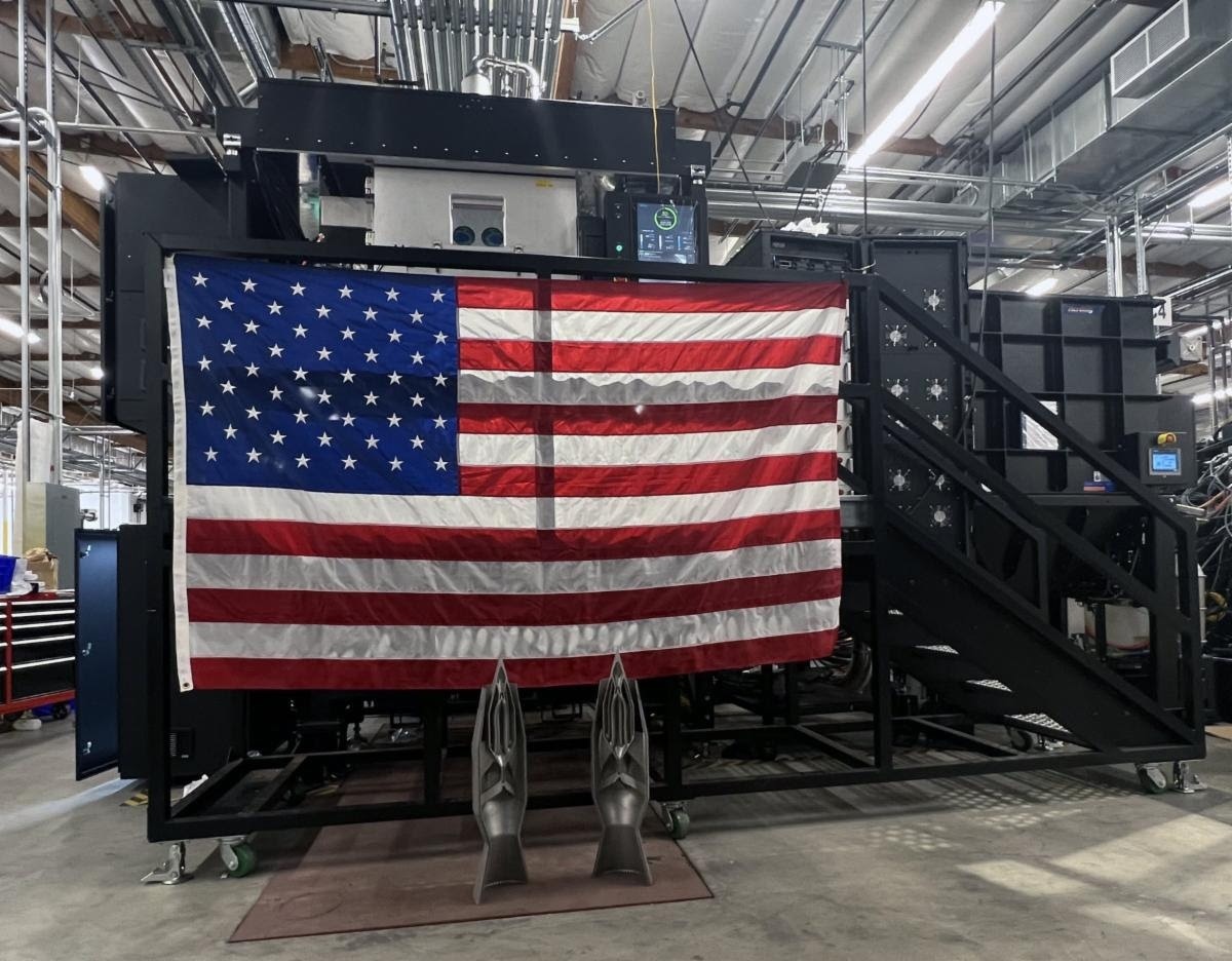 A large-format Sapphire XC in Velo3D’s Lakeview, California manufacturing facility. BPMI has chosen a Sapphire XC to be operated by ATI in a new Florida facility that supports the U.S. Navy.