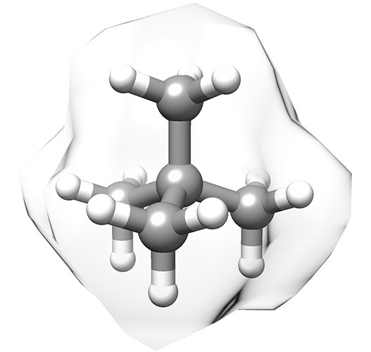 An image of tert-butane, the simplest quaternary carbon. Image Credit: Scripps Research
