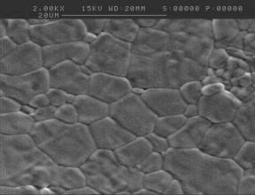 AZoJoMo - AZoM Journal of Materials Online - SEM micrograph of Ba0.70Sr0.30TiO3 pellets derived from 60mins mechanical activation which sintered at 1350°C.
