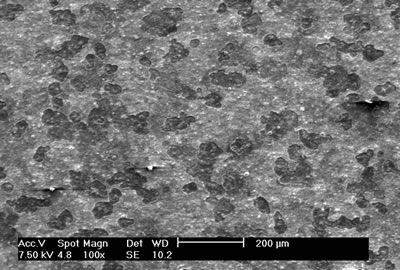 Scanning electron microscopy image of SO0N20B-250 coating obtained using a -250 V bias voltage on the substrate