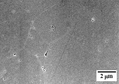 AZoJoMo - AZoM Journal of Materials Online - SEM micrographs of the etched surface of alumina – 5 vol% silicon carbide nanocomposites as function of the sintering temperature at 30 MPa for 1 h in Ar atmosphere 1700oC.